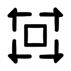 Four Black Arrows Pointing Inward Towards a Central White Square