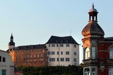 View of historical center of Greiz, a town in Thuringia, Germany