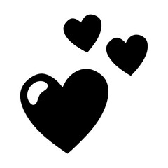 Three black hearts arranged to create a visually appealing composition on white