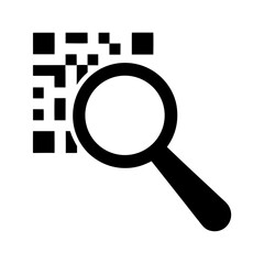 Magnifying glass over QR code symbolizing scanning and information retrieval