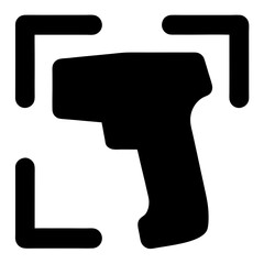 Digital icon representing a noncontact infrared thermometer within a targeting frame