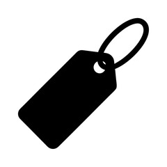 Black price tag silhouette with rounded corners and attached loop