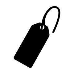 Simple black price tag with a loop on white background image
