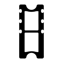 Stylized black and white film strip icon for photography and motion pictures