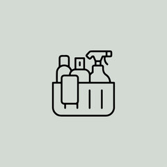 Basket for cleaning with detergents icon flat vector design.