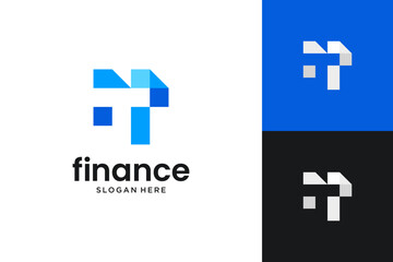Fototapeta premium Modern financial growth logo design vector. Abstract initial letter T with arrow symbol.