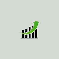 Growing graph icon flat vector design.