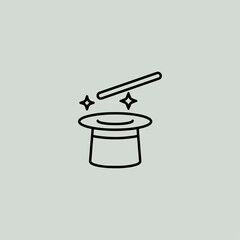 Magic hat icon flat vector design.