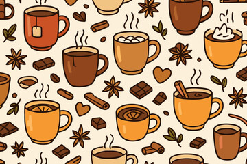 Obraz premium Warm beverages and cozy spices create a delightful kitchen atmosphere perfect for autumn moments