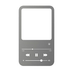 Gray Media Player UI, Minimal Music App Interface on a Transparent Background. © Ramilia