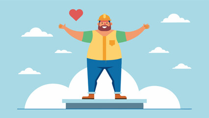 A builder uses his platform to promote body positivity and selflove encouraging men to embrace their differences.. Vector illustration