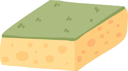 Yellow and green kitchen sponge illustration