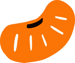 Orange fruit segment flat vector illustration