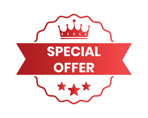 Special offer symbol. Round sticker with offer message. Sale sign. Advertising Discounts symbol. Circle sticker mockup banner. Special offer badge shape. Adhesive offer paper banner. Vector.