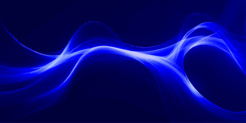 Abstract smooth flowing blue energy wave pattern on a dark background