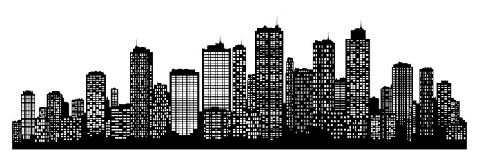 black and white silhouette city without background