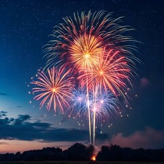 Fireworks Night Sky Outdoor Celebration Colorful Display