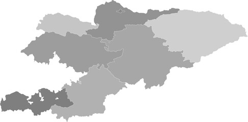 kyrgyzstan administrative vector map with region boundaries (Web Mercator projection, PPT-compatible & fully editable)