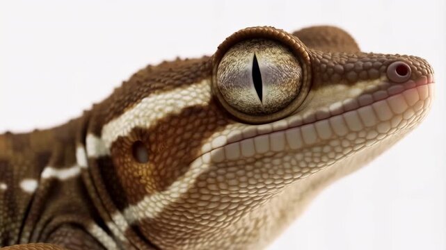 Gargoyle gecko head macro shot isolated