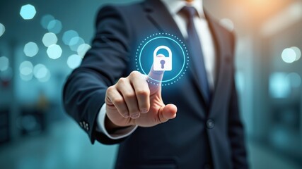 insurance concept. Businessmen click the insurance icon for life, family, financial, and health insurance. accident insurance for car or travel.
