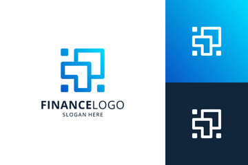 Obraz premium Abstract financial logo template. Modern shape with arrow logo vector.