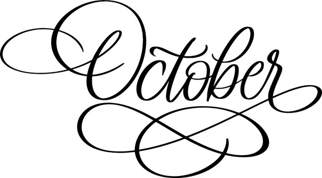 October calligraphy with flourishes elegant