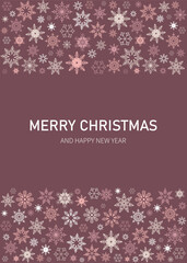 Modern Holiday Card with Maroon Background and Snowflakes