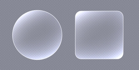 Transparent glass buttons, white clear banners. Futuristic interface templates for web design. Vector illustration.