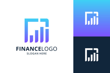Abstract financial logo template. Modern diagram chart with arrow logo vector.