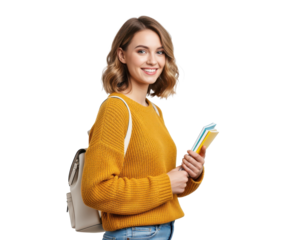 Young woman with books for library membership pages and reading club invites, school book fair updates or publisher newsletters teen literature blogs