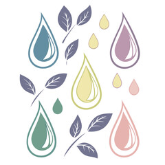 Droplet Shapes with Leaves in Pastel Colors leaf plant