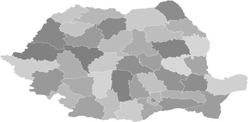 Romania administrative vector map with county boundaries (Web Mercator projection, PPT-compatible & fully editable)