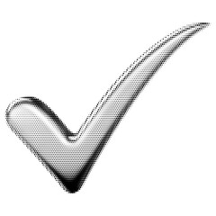 Tick Sign vintage y2k halftone art, tick sign halftone stipple brutalist retro vector png with transparent background, bloom 2000s aesthetic photocopy effect tattoo © Twin Design