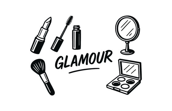 Glamour beauty essentials for makeup design and branding
