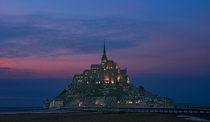 The Abbey of Mont-Saint Michel at Night