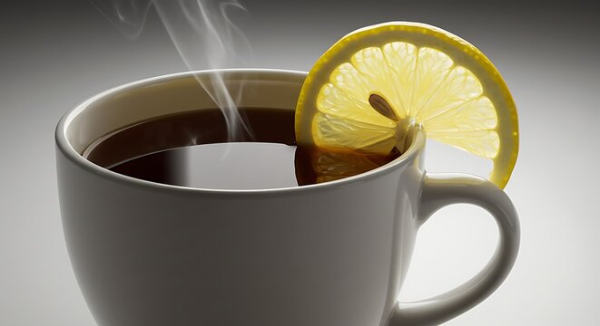 Steaming Cup of Tea with Lemon A Refreshing and Invigorating Beverage to Enjoy Anytime