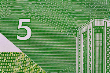 Trinidad and Tobago 5 Dollar Polymer Banknote 2020.Bonistics.Fragment banknote for design...