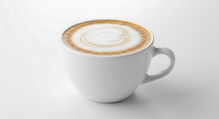 Aromatic Coffee Delight A Close-Up of a Perfectly Crafted Cappuccino in a White Mug