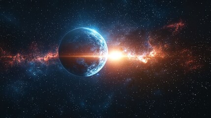 Obraz premium Cosmic Symphony - A Celestial Dance of Light and Worlds.