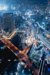 横浜ランドマークタワーから望む桜木町方面の夜景