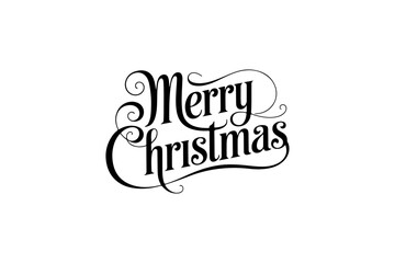 Merry Christmas Festive Typography on Transparent Background