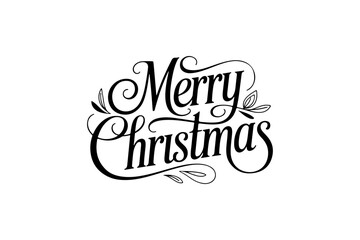 Merry Christmas Festive Typography on Transparent Background