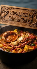 Coastal Soul: Crab Stew with Iroko Plaque & Claw Motifs in Moody Ocean Light