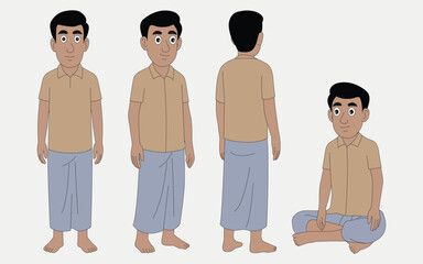 Indian village man cartoon character. moral stories for the best cartoon character set.