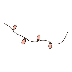Cute Christmas tree lights, hand-drawn doodle illustration. Perfect for holiday designs, Christmas cards, and festive decorations.