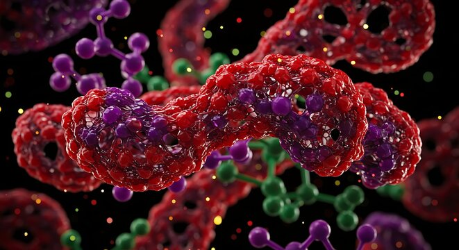 Microscopic view of DNA helix structure, scientific research and biotechnology concept - Powered by Adobe