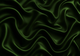 Obraz premium Luxury elegant background. Wave line crumpled swirl.Dark soft kelly warm green avocado hue silvery pale dusty silk satin fabric material. Abstract brilliant smooth rich royal velvet wallpaper.Fashion