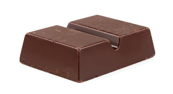 One delicious segment from a chocolate bar, a sweet dessert treat isolated on a white background
