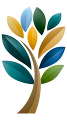Abstract tree with colorful leaves representing nature growth