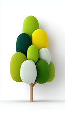 Stylized abstract tree with green and yellow foliage